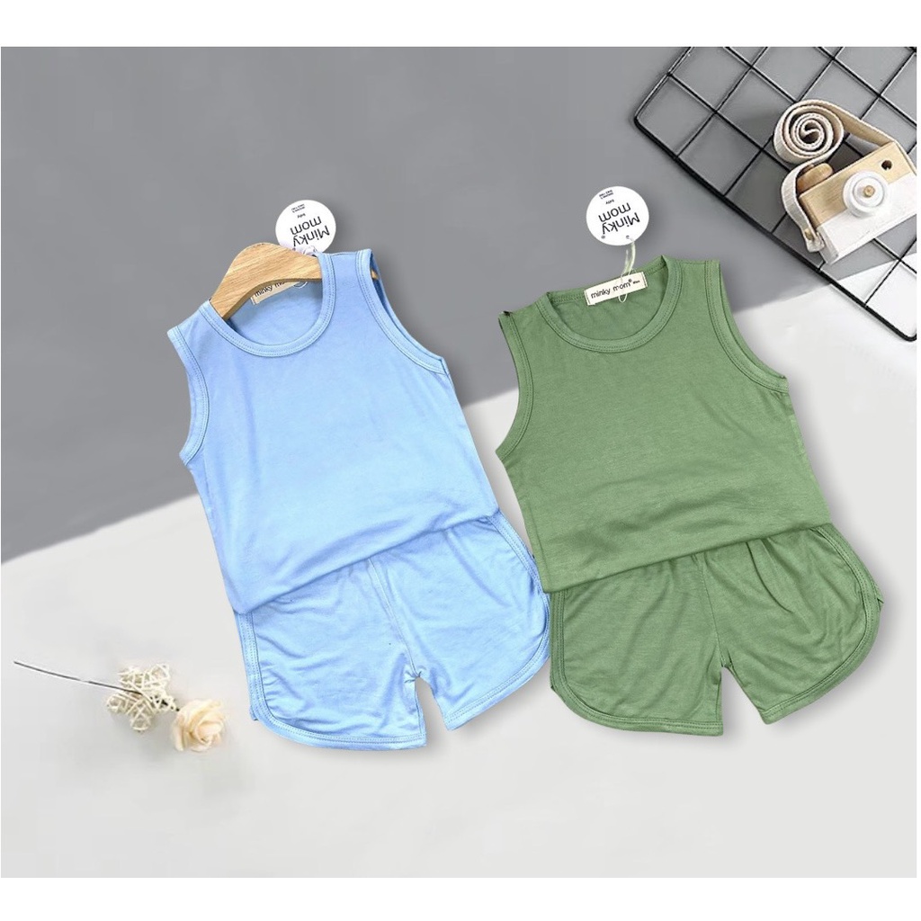 [LBL05] Bộ Ba Lỗ Thun Lạnh MINKY MOM SIZE NHÍ Vải Trơn, Mềm Mịn, Thoáng Mát, Thấm Hút Mồ Hôi, Hàng Chuẩn Loại 1 Cho Bé