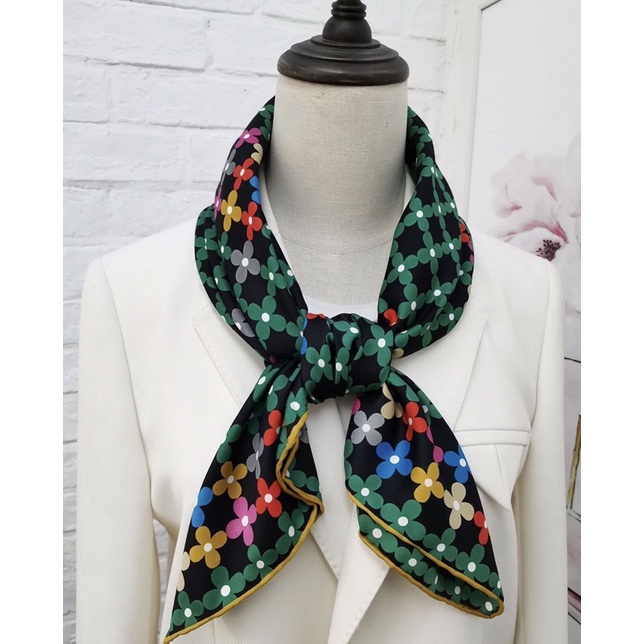 Khăn lụa cao cấp viền tay chất dày dặn - Khăn choàng thời trang 90x90cm