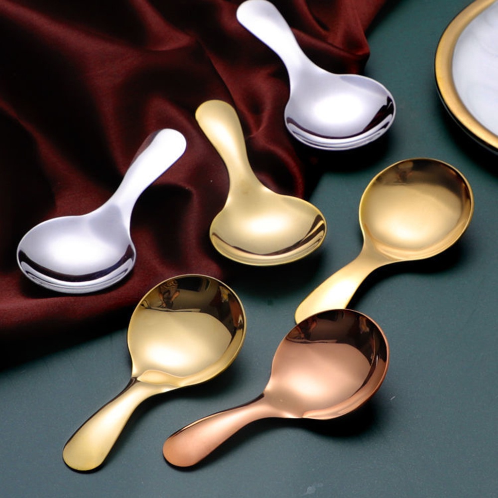 Muỗng Ăn Kem Mini Bằng Thép Không Gỉ Với Tay Cầm Ngắn Tiện Dụng Cho Bé