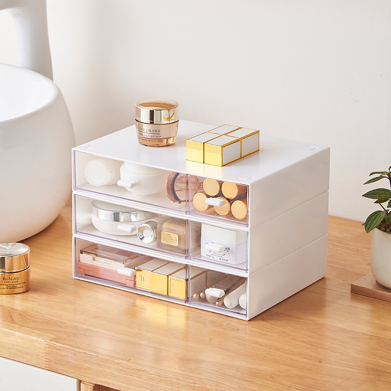 NGĂN tủ trong suốt chia ô có thể xếp chồng lên nhau thành tủ mini trang trí bàn học Desk Decor DecorMe