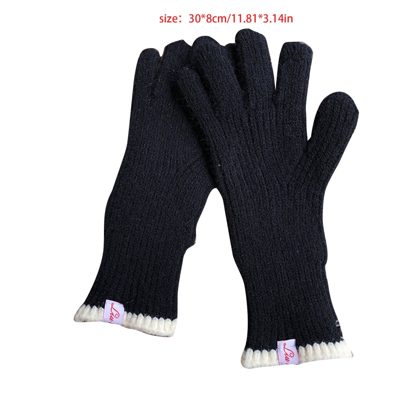 Găng Tay Hở Ngón Mùa Đông Màu Trơn Dày Dặn Có Thể Chạm Màn Hình Cảm Ứng Cho Nữ