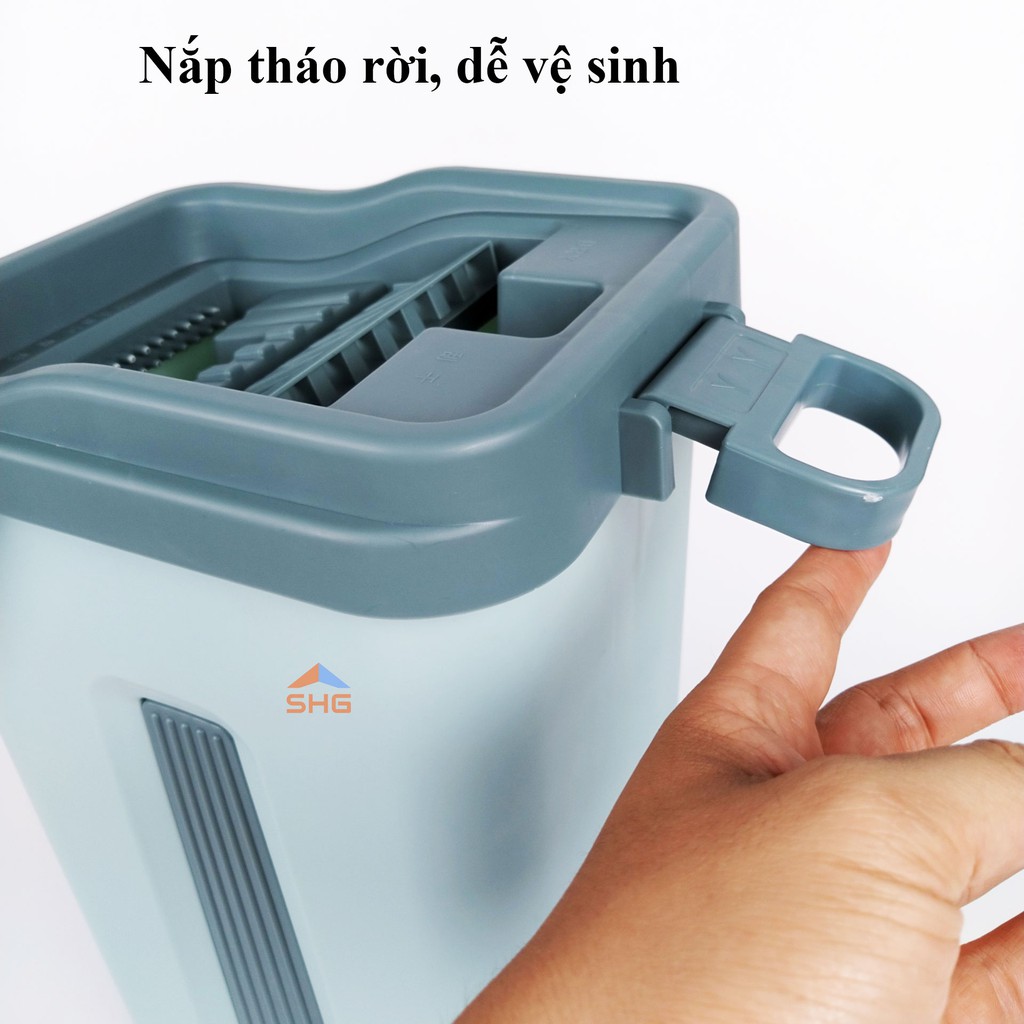 BỘ LAU NHÀ THÔNG MINH TỰ VẮT XOAY 360 ĐỘ SỌC DỌC CAO CẤP, CÂY LAU NHÀ INOX, TẶNG KÈM 2 BÔNG LAU