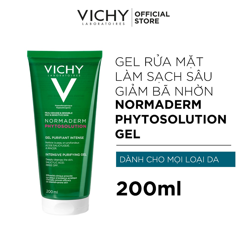 Sữa rửa mặt dạng gel làm sạch sâu giảm bã nhờn Vichy Normaderm Phytosolution 200ml