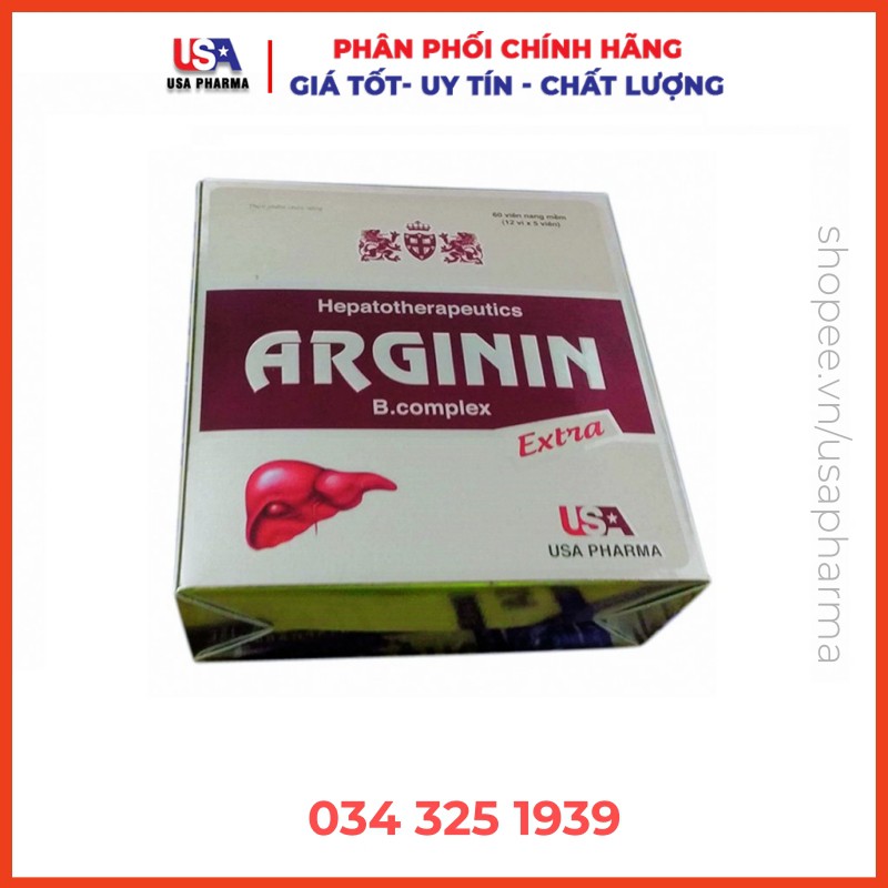 Viên uống ARGININ B COMPLEX EXTRA CÀ GAI LEO DIỆP HẠ CHÂUGIẢI ĐỘC GAN - HỘP 60 VIÊN USA