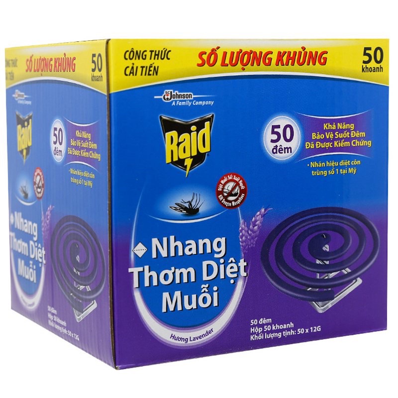 Nhang muỗi Raid hộp to 50 khoanh - khay đốt nhang có nắp