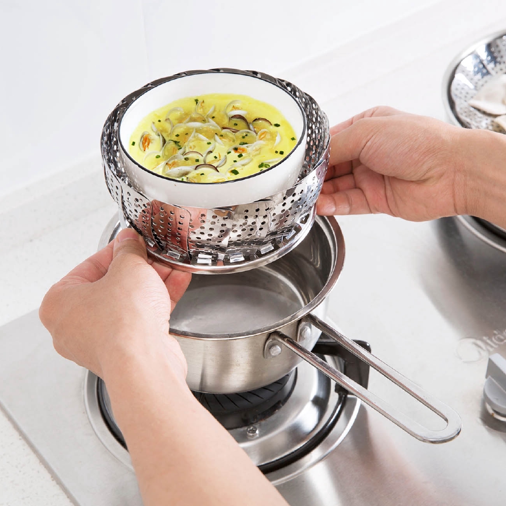 Khay hấp JUJIAJIA bằng bạc không gỉ có thể gấp gọn tiện dụng cho nhà bếp