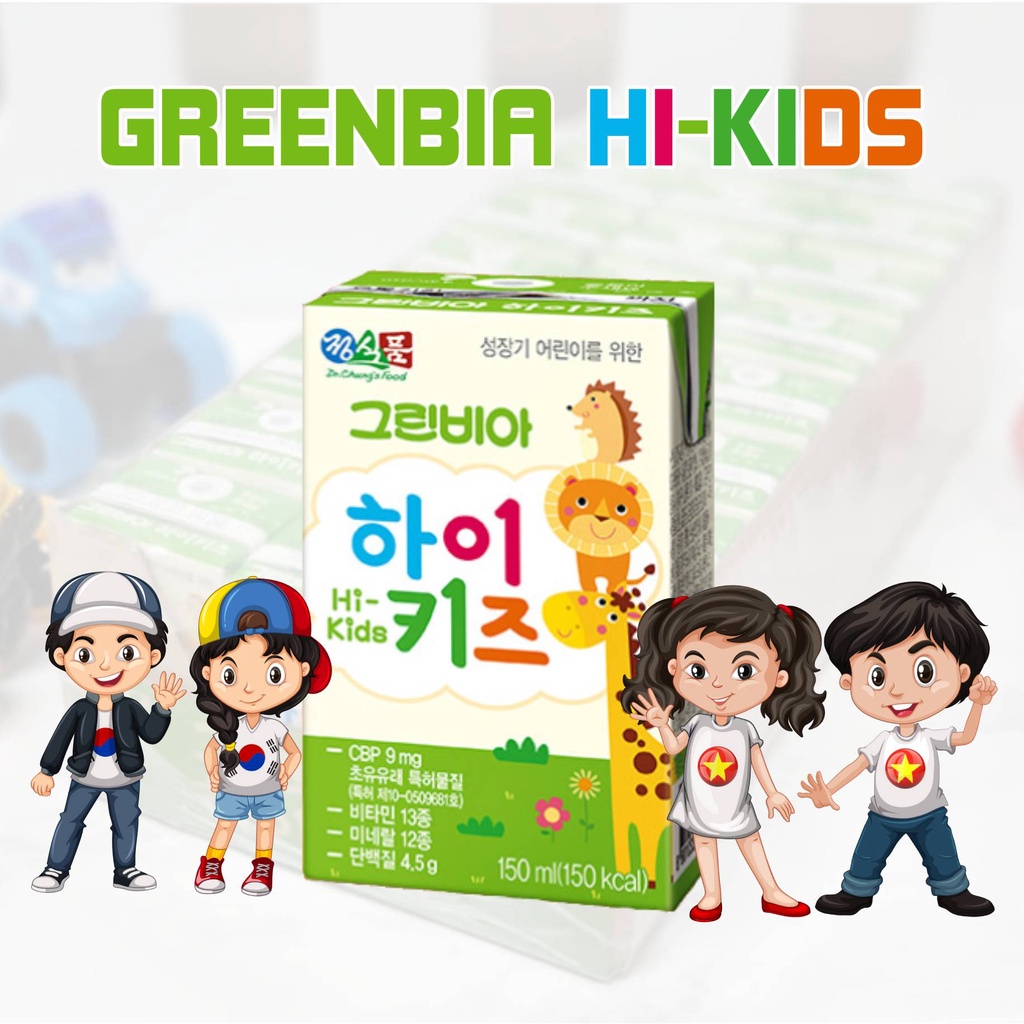 [6 Hộp - 2 Lốc] Sữa Greenbia Hi Kids - Tăng chiều cao, cân nặng cho trẻ