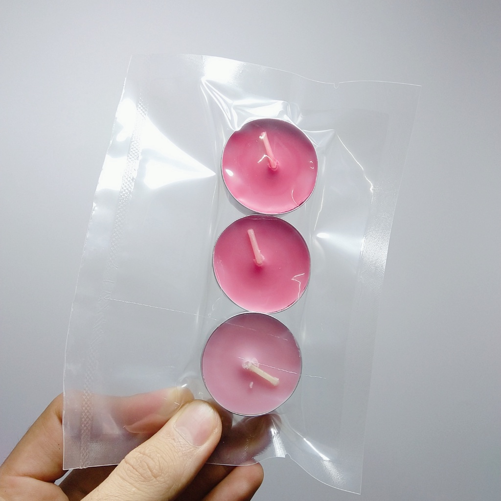 Nến thơm phòng Tealight mini, bật-mồi-lửa phụ kiện nến thơm, đốt đèn xông tinh dầu, ấm trà, vỉ 3 viên, nhiều mùi hương