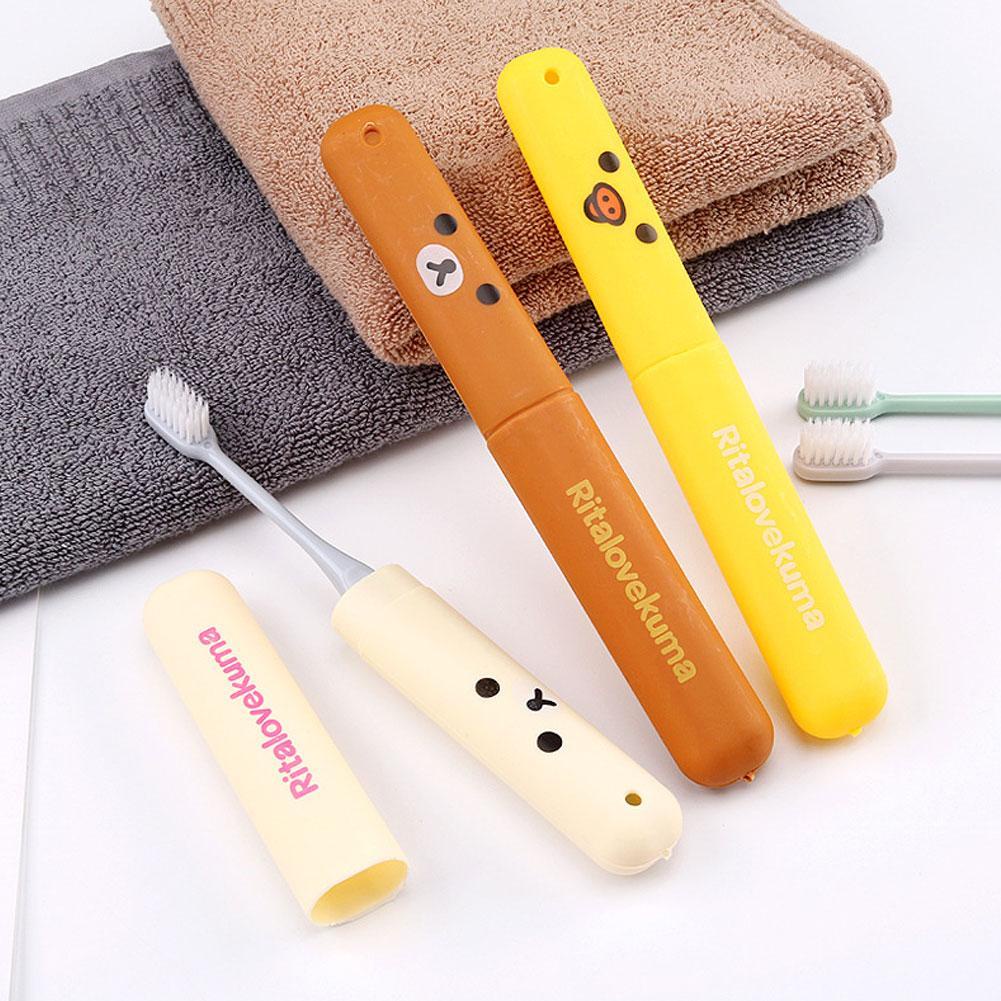 Hộp Đựng Bàn Chải Đánh Răng Hình Trụ Có Nắp Đậy Họa Tiết Hoạt Hình Dễ Thương O7Y2