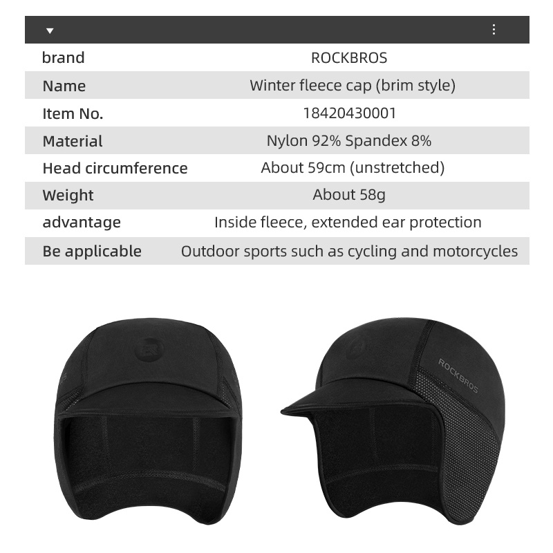 Mũ trùm đầu thể thao ROCKBROS chống gió giữ ấm mùa đông