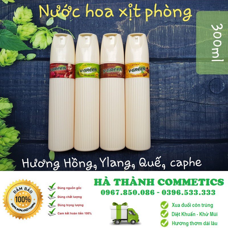 Nước Hoa Xịt Phòng Vgreen 300ml, Đuổi Muỗi, Diệt Khuẩn, Khử Mùi, Thơm Phòng