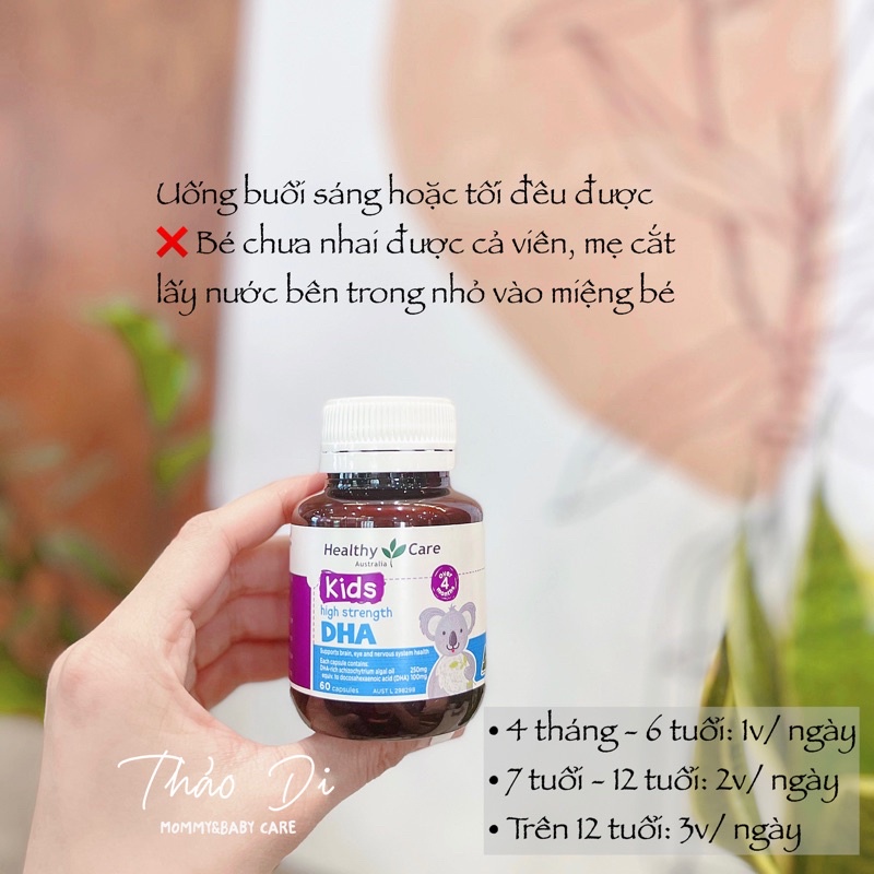 Viên uống DHA Vị Chanh Healthy Care Cho Bé Từ 4 Tháng 60 viên - Úc
