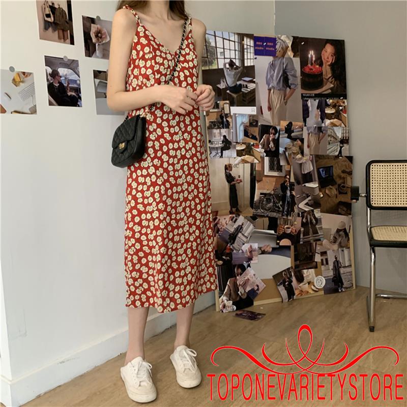 Đầm Hai Dây Họa Tiết Hoa Vintage Cho Nữ | BigBuy360 - bigbuy360.vn