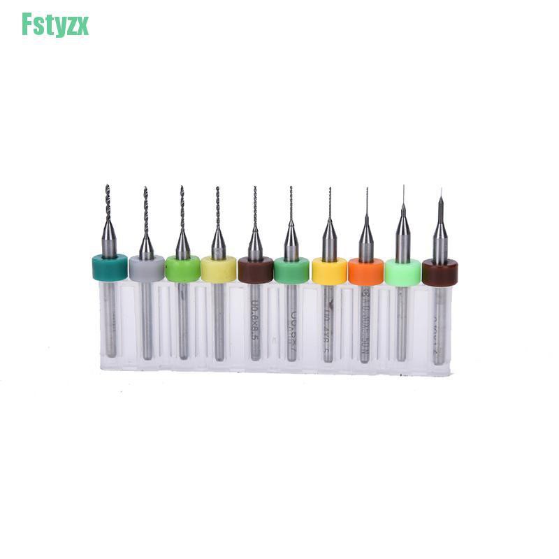 fstyzx 10PCS PCB CNC Print Circuit Board Carbide Micro Drill Bits Set Tool 0.1mm-1.0mm