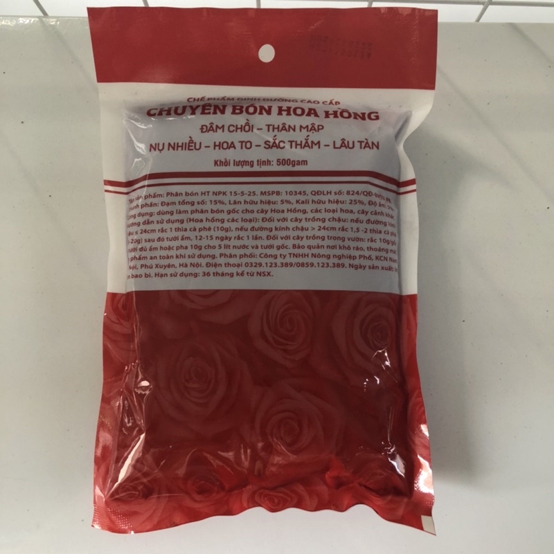 Phân bón chuyên bón hoa hồng 15-5-25 gói 500gr
