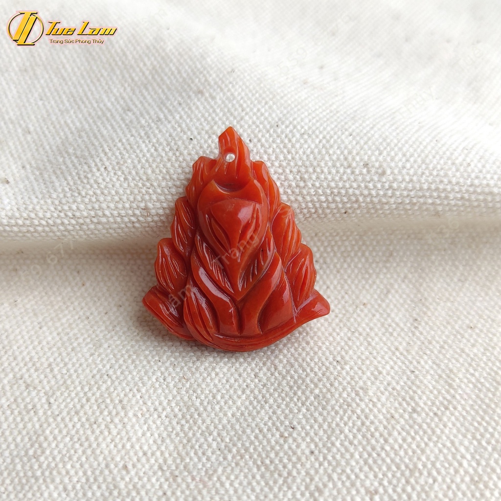 Dây chuyền may mắn nữ mặt hồ ly chúa ngoc huyết jade đỏ cam hợp mệnh hỏa thổ, trợ duyên - Tuệ Lâm