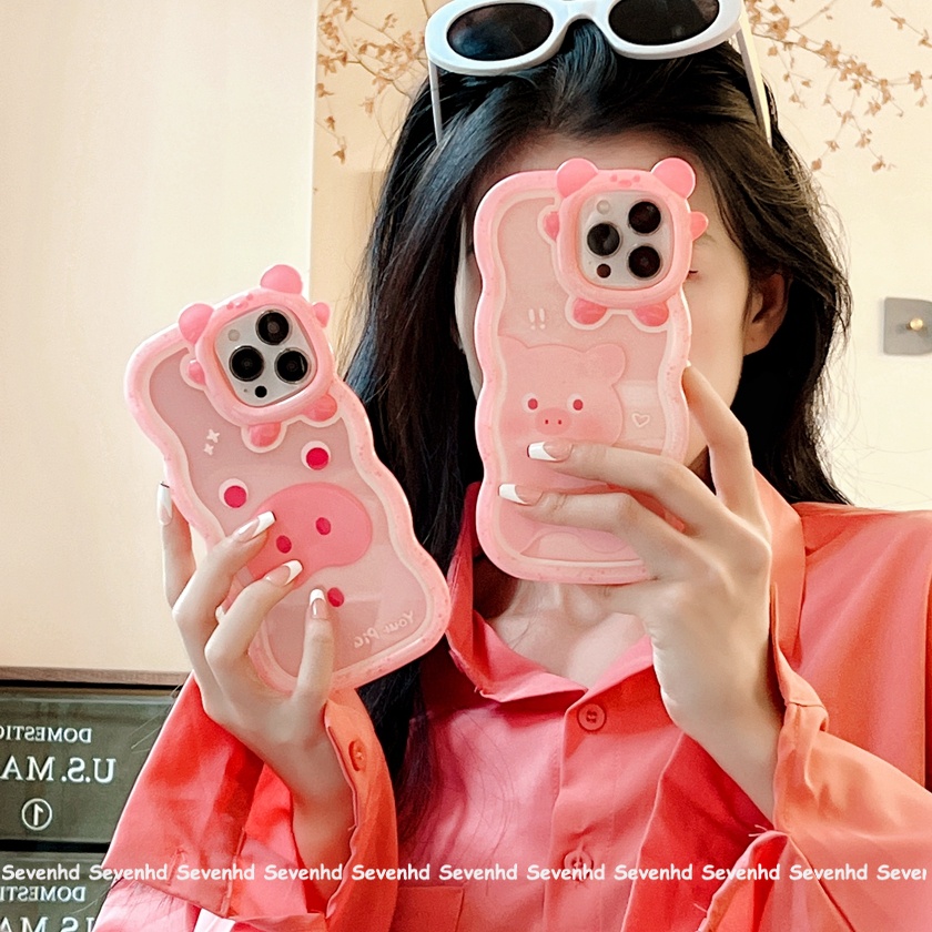 Ốp Điện Thoại Họa Tiết Heo Hồng Hoạt Hình Cho iPhone 13 12 11 Pro Max Xs Max Xr X 7 8 6 6s Plus