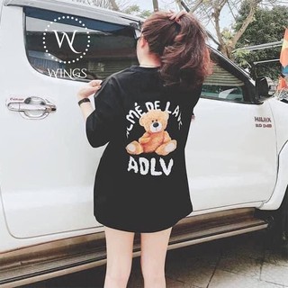 Áo thun nữ tay lỡ fom rộng oversize unisex gấu Adlv Wings 40-80kg