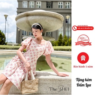 Đầm nữ dáng chữ A tay phồng The SHEI - Hoa hồng  - TSD092205