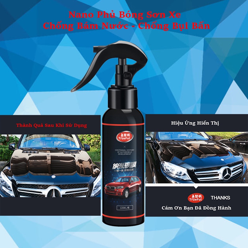 Bình Xịt Nano, Ceramic Wax - Nano Phủ Bóng Ô tô , Phủ Bóng Xe - Chống Bám Nước - Chống Bụi Bẩn - Thương Hiệu TrueFul