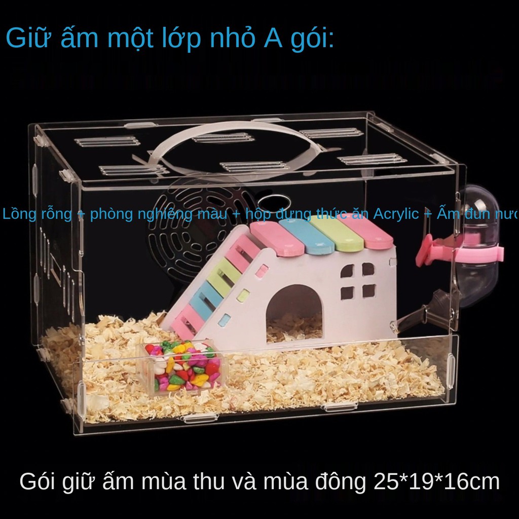 Gói giá trị lồng chuột lang acrylic một lớp trong suốt biệt thự cung cấp đồ chơi