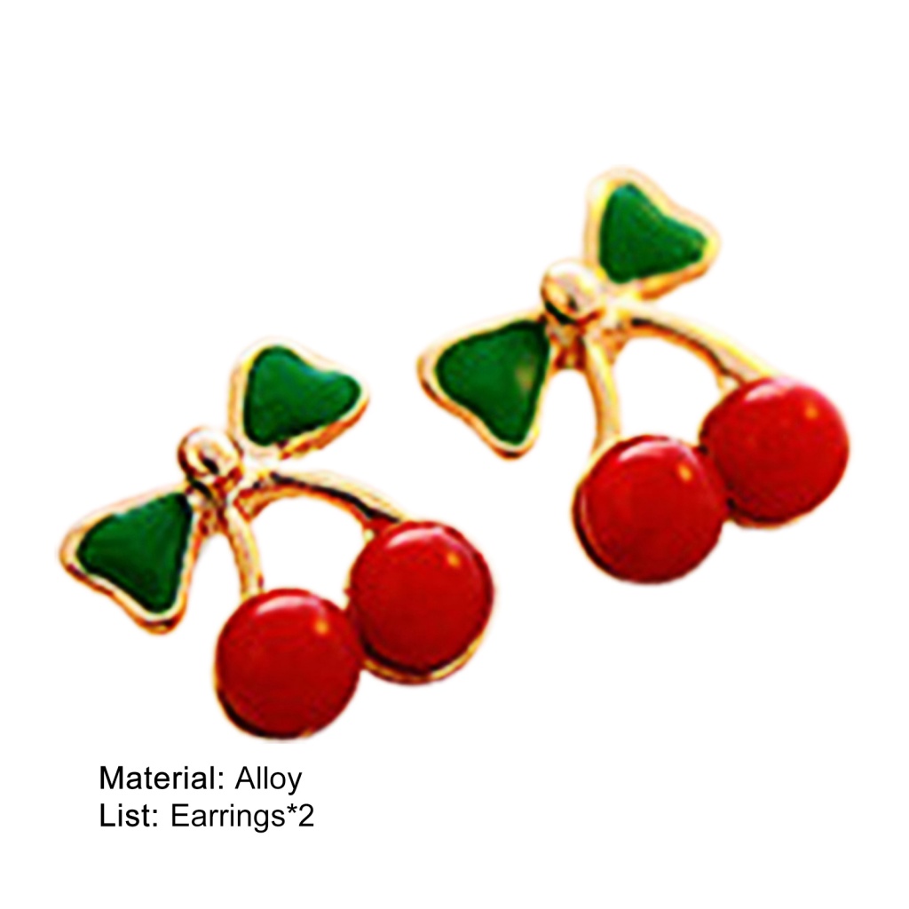 Bông Tai Kim Loại Hình Quả Cherry Mini Xinh Xắn