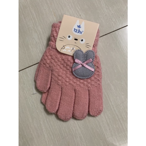 (1đôi) găng tay len dày dặn gắn hình thỏ xinh xắn cho các bé từ 3-7tuổi.