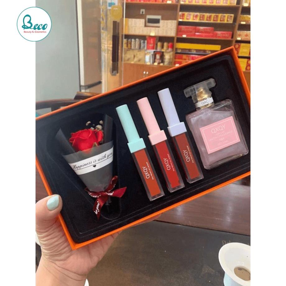 Bộ Quà Tặng Son Môi Nước Hoa QXQY Tặng bạn gái - Set combo quà tặng ngày lễ 20/10 dành cho bạn gái - Shin Shop