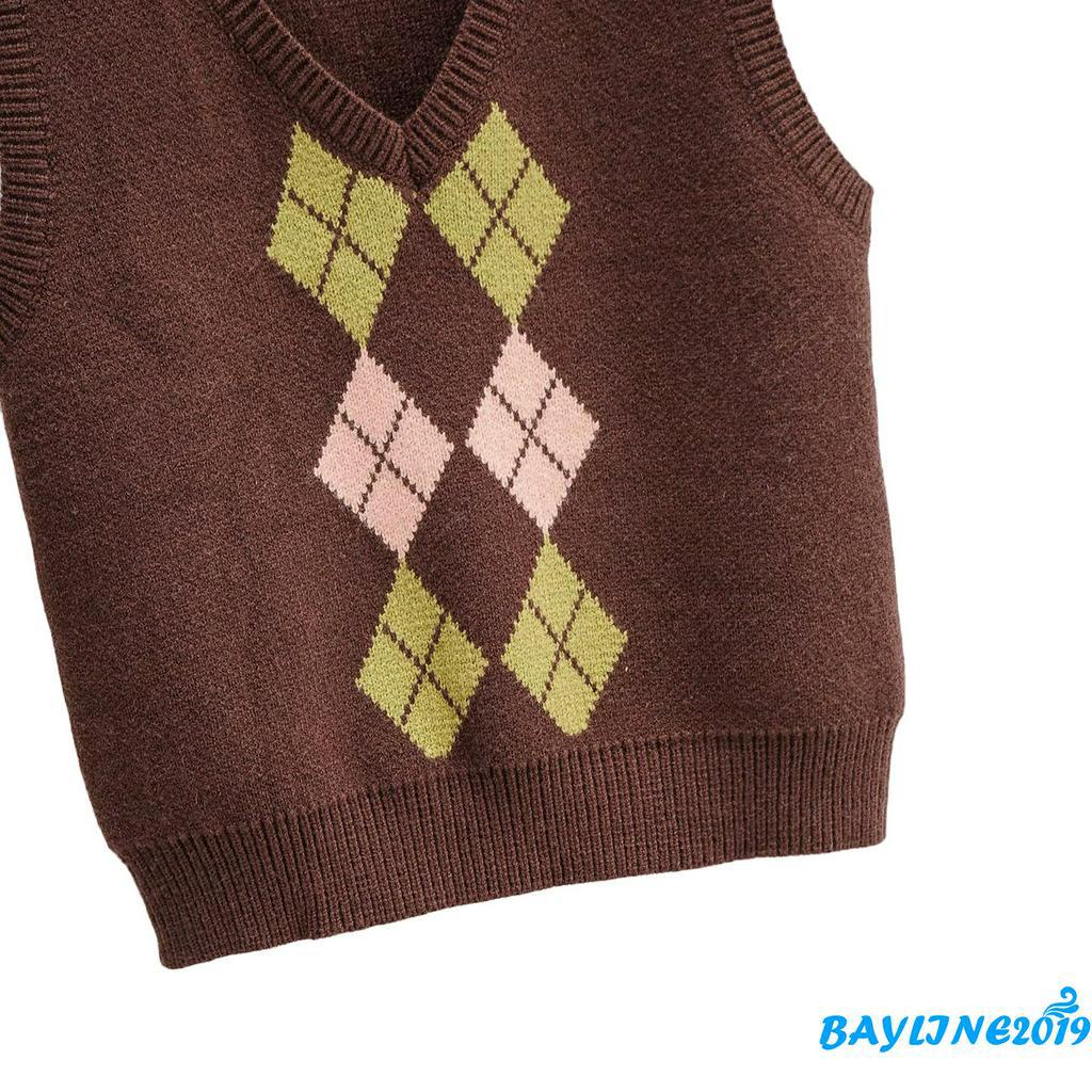 Áo len không tay in hình viên kim cương thời trang cho nữ