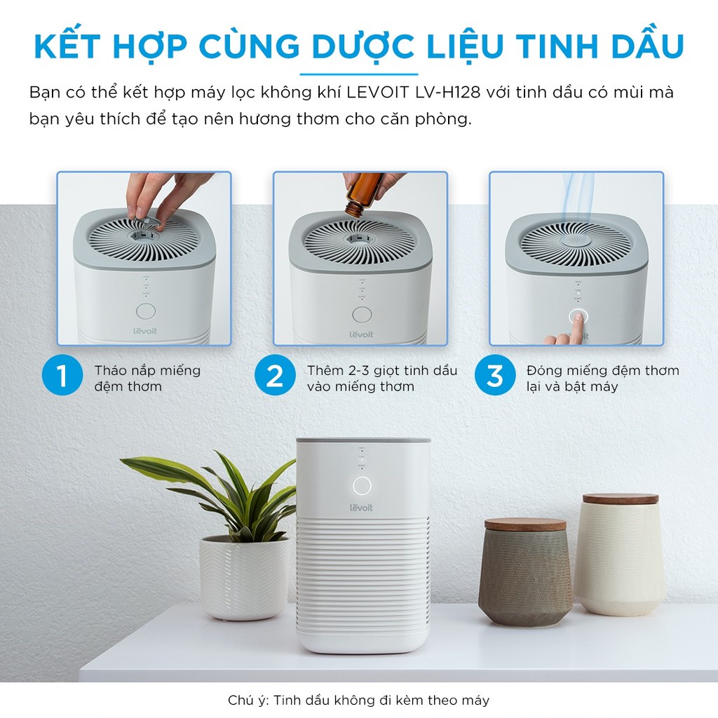 COMBO Máy lọc không khí Levoit LV-H128 15m2 Bộ lọc HEPA  và Lõi lọc không khí kháng khuẩn Levoit H128-RF lọc bụi mịn