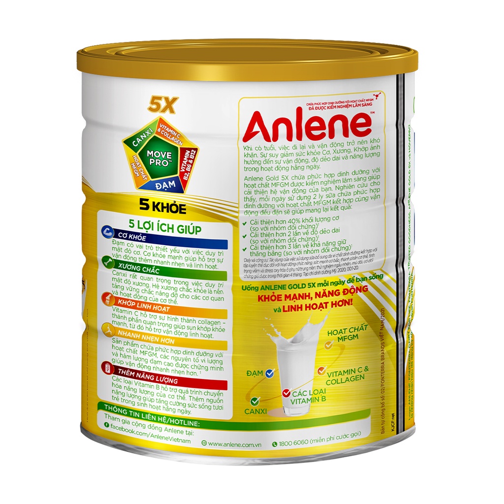 Sữa bột Anlene Gold 5X hương vani 800g