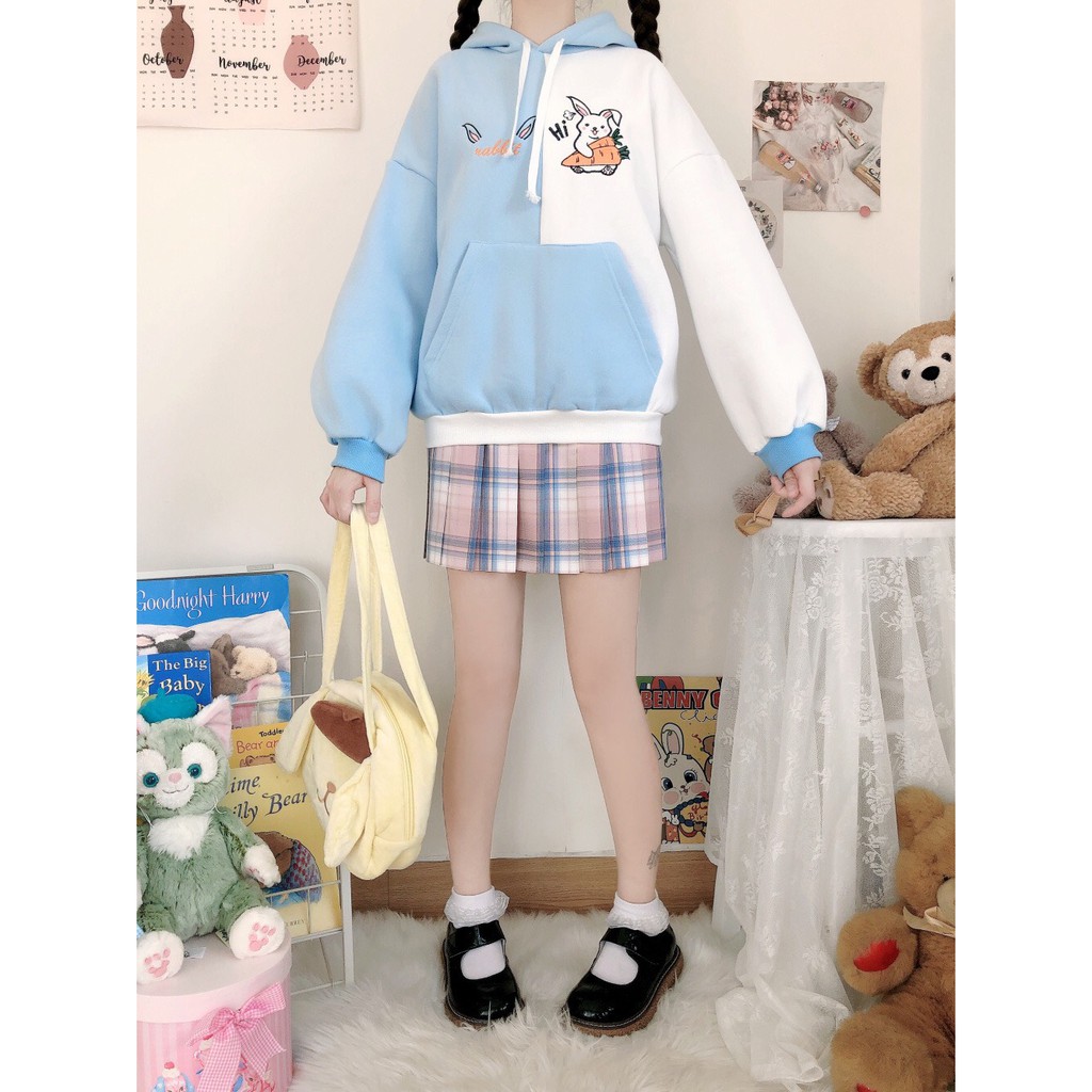 Áo hoodie  FREESHIP  Áo Khoác Hoodie Thun Nỉ Unisex in hình Thỏ Rabbit Cute Chất Vải Nỉ Cao Cấp - FreeSize dưới 55Kg