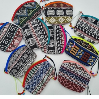 Ví thổ cẩm/ví vải thêu dây cầm gắn chuông hình bầu nhỏ xinh TC022303 (ảnh thật)