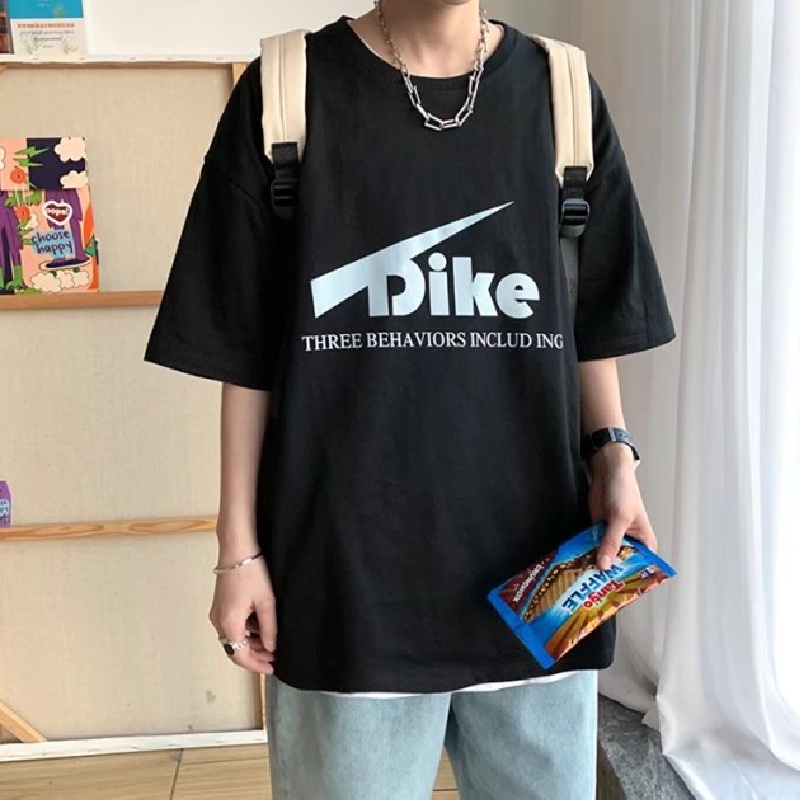 Áo Thun Nam Tay Ngắn Dáng Rộng In Chữ Phong Cách Hàn Quốc Thời Trang Mùa Hè Thoải Mái Cỡ M-8XL