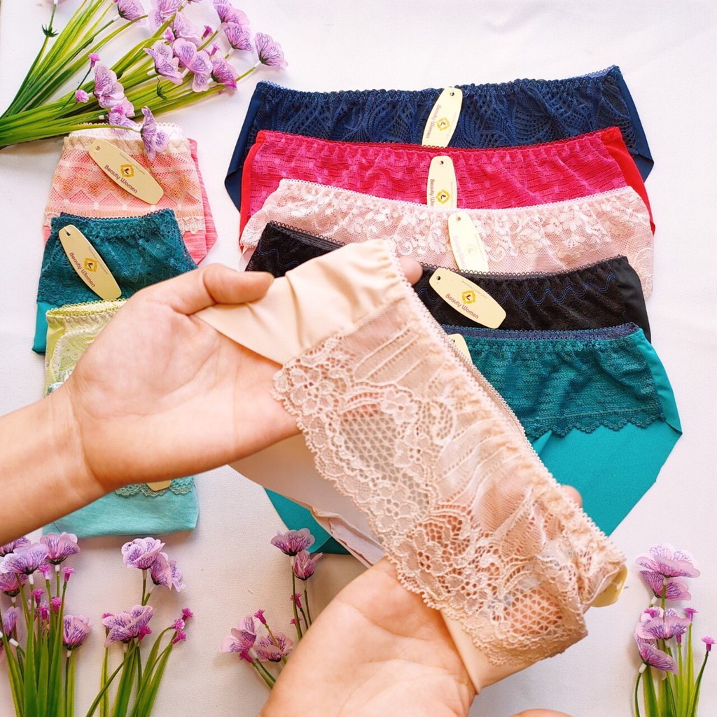 Quần lót đúc su thun lạnh pha ren ngang thoáng mát siêu đẹp 086