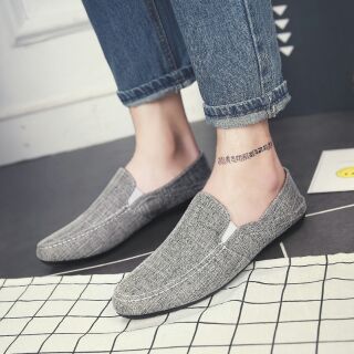 Giày lười vải nam xám đậm