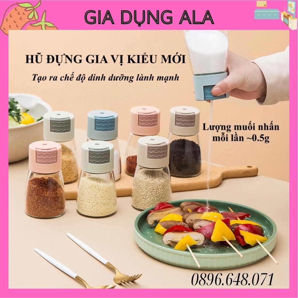 Hũ Đựng Gia Vị Thủy Tinh Nhà Bếp Cao Cấp 180ml Bấm Nút Định Lượng, Lọ Đựng Gia Vị Thông Minh