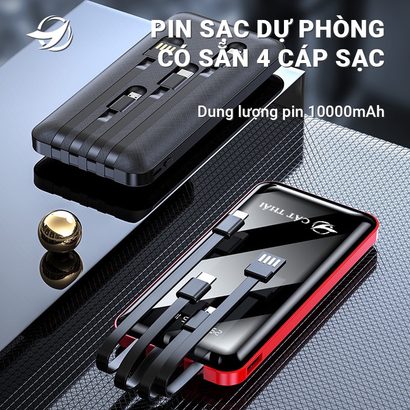 Sạc dự phòng,Pin sạc dự phòng Cát Thái YM-276S dung lượng 10000mAh siêu nhỏ gọn dễ dàng bỏ túi màn hình Full kính