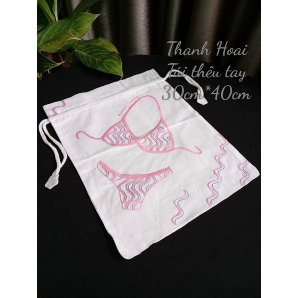 Túi dây rút thêu tay cỡ lớn