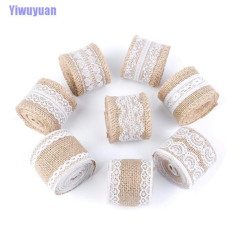 Cuộn ruy băng dài 2m viền ren trắng xinh xắn