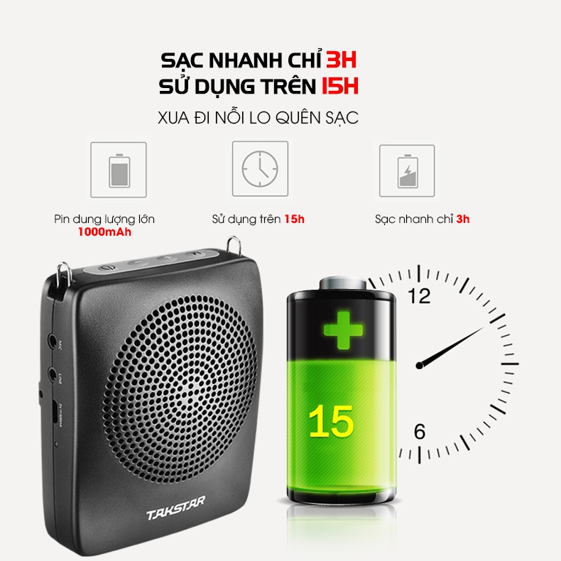 【Chính hãng】Máy trợ giảng TAKSTAR E128 kèm mic có dây, Bluetooth, Giáo viên, hướng dẫn viên, BẢO HÀNH 12 THÁNG