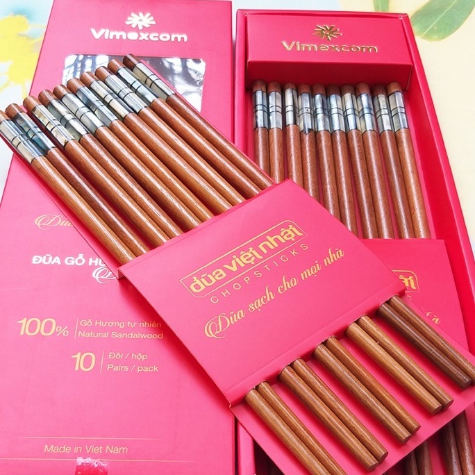 Đũa gỗ hương không chất bảo quản, không cong vênh, không nấm mốc, không nhuộm màu an toàn tuyệt đối (Hàng xuất Nhật)