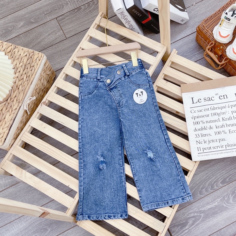 Quần jeans xuông rách sành điệu cho bé gái - QJXR