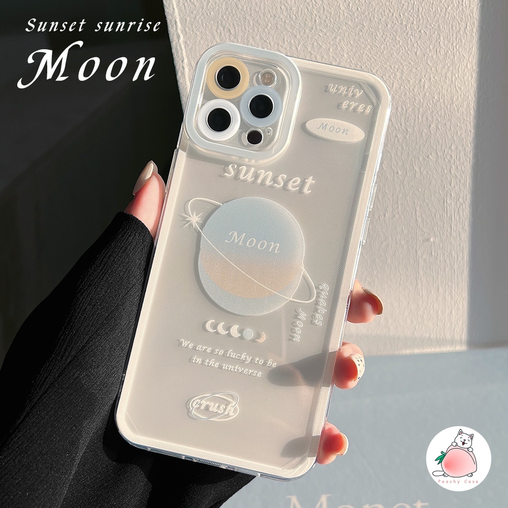 Ốp điện thoại TPU mềm họa tiết hoàng hôn trên mặt trăng thời trang cho iPhone 13 11 12 Pro Max X Xs Max Xr 7 8 Plus