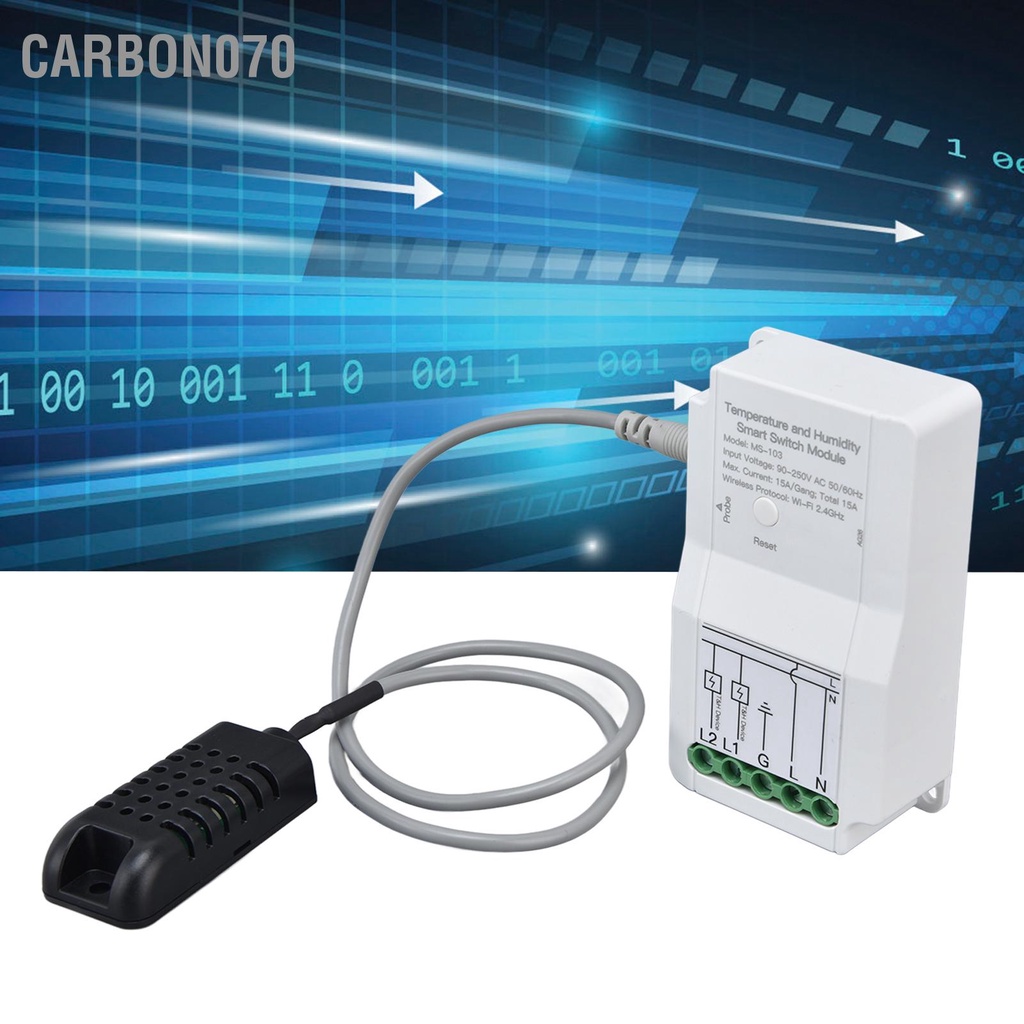 [Hàng Sẵn] Mô Đun Công Tắc Cảm Biến Nhiệt Độ ẩm WIFI thông minh Thời gian ứng dụng Điều khiển từ xa với Đầu dò cho Nhà kính TUYA 90‑250V【Carbon070】