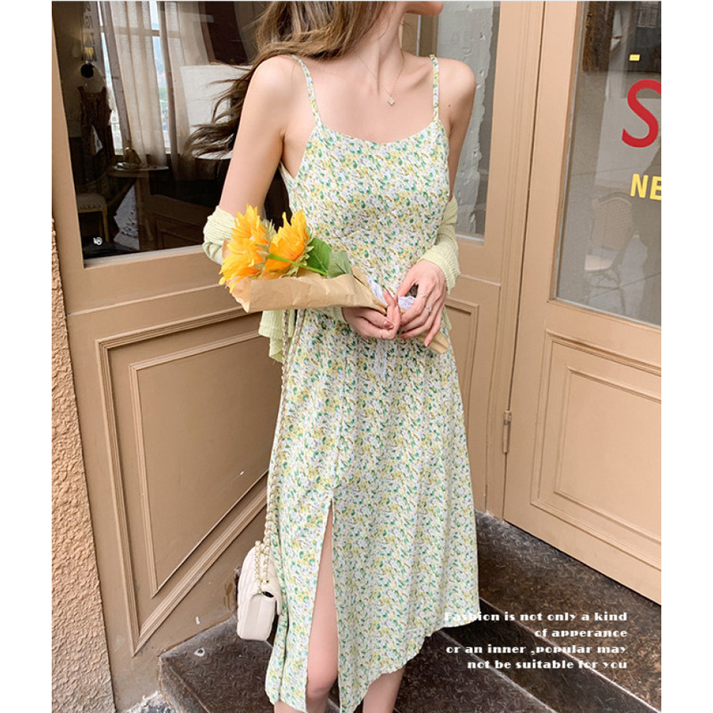 Đầm Maxi Chất Chiffon Hoạ Tiết Hoa Thiết Kế Xẻ Quyến Rũ