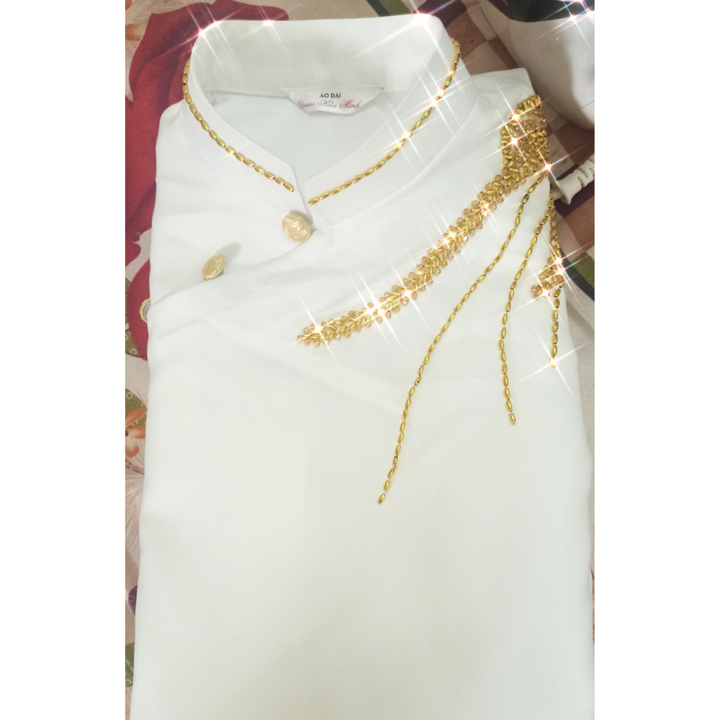 Áo dài cách tân nam đính kim sa cao cấp, may 2 lớp