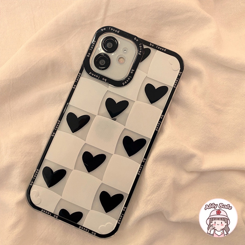 Ốp Điện Thoại TPU Mềm Trong Suốt Họa Tiết Kẻ Ô Trái Tim Thời Trang Cho IP 13 12 11 Pro Max XR 8 7 Plus