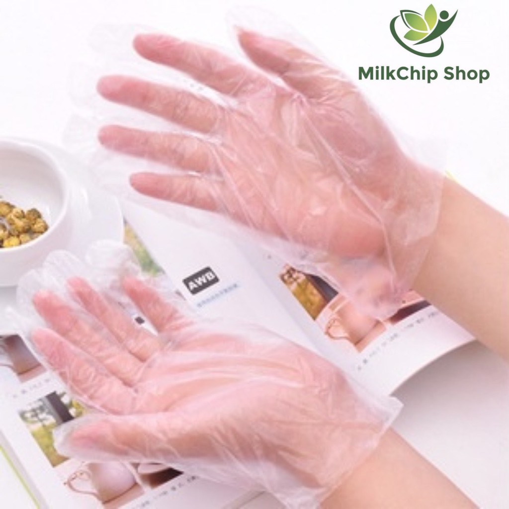 Găng tay dùng 1 lần tiện lợi trong nhà bếp, găng tay vệ sinh PE (gói 100 cái) A020