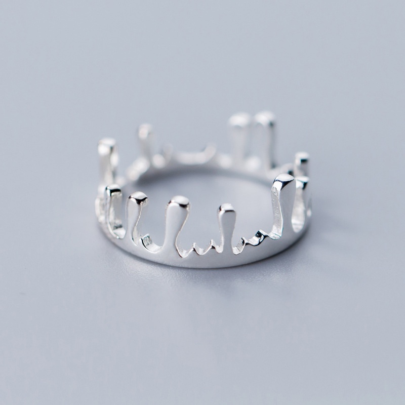Nhẫn nữ nhẫn bạc s925 vương miện giọt nước dày Cá jewelry  NB179